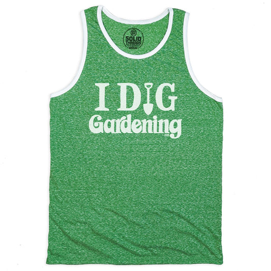 Men's I Dig Gardening Vintage Graphic Tank Top | Retro Garden T-shirt | Solid Threads