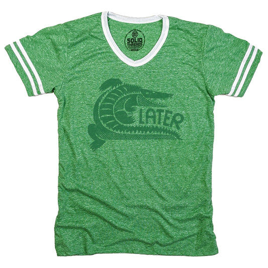 Men's Later Gator Vintage Graphic V-Neck Tee | Funny Alligator T-shirt | Solid Threads