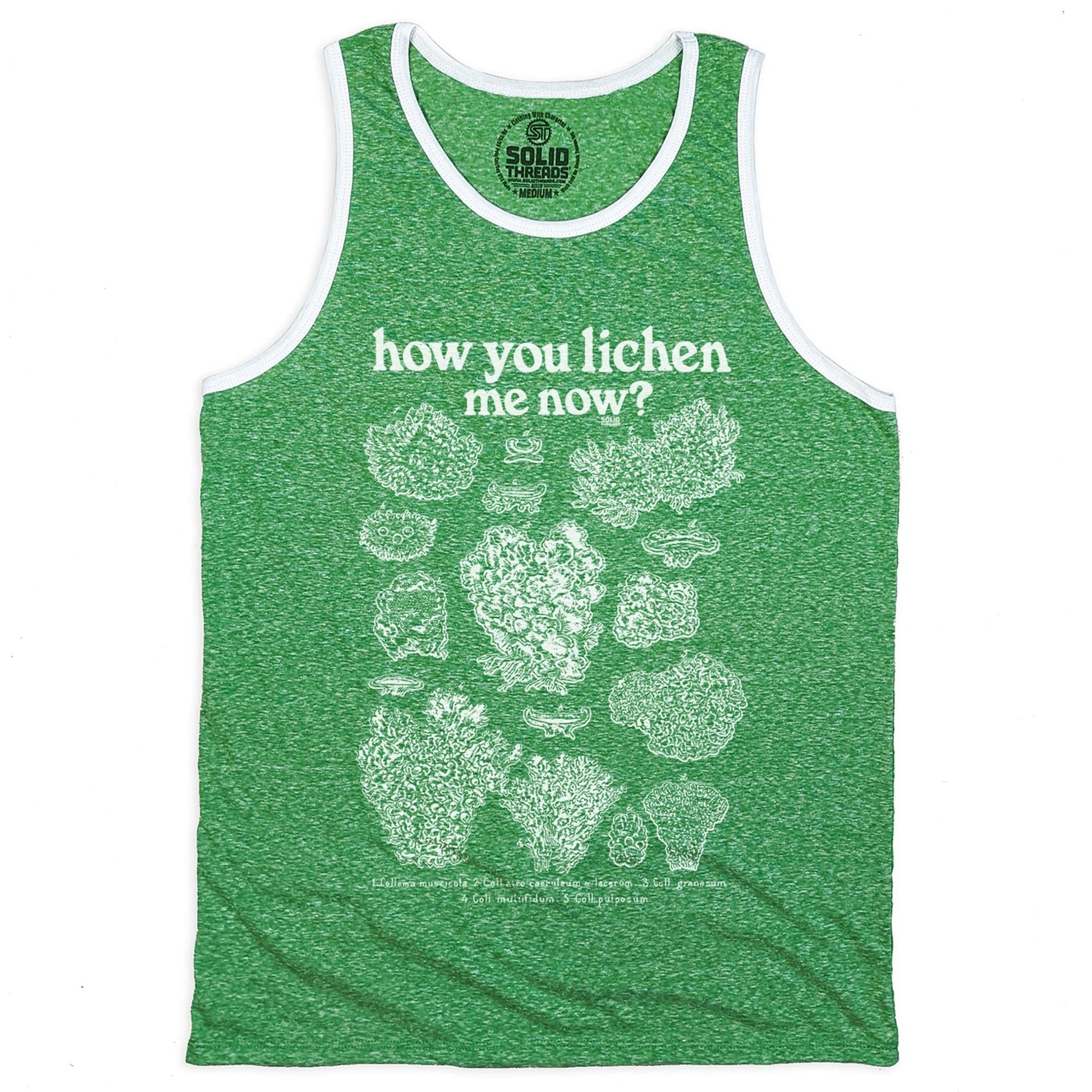 Men's How You Lichen Me Now Graphic Tank Top | Funny Fungi Science Sleeveless Shirt | Solid Threads
