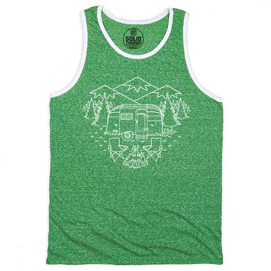 Men's Camp Site Vintage Graphic Tank Top | Cool Airstream T-shirt | Solid Threads