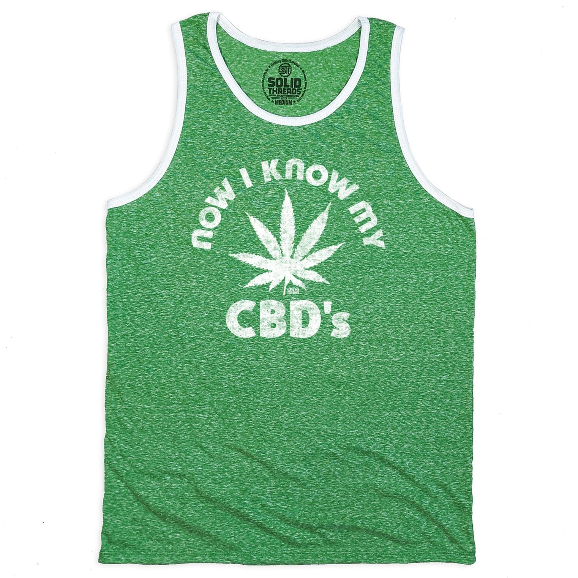 Men's Now I Know My CBD's Vintage Graphic Tank Top | Retro Marijuana T-shirt | Solid Threads