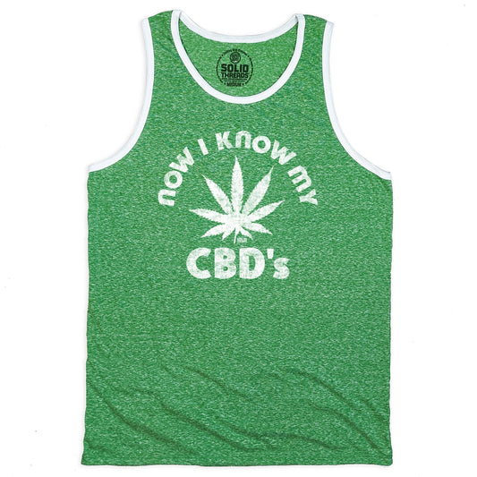 Men's Now I Know My CBD's Vintage Graphic Tank Top | Retro Marijuana T-shirt | Solid Threads