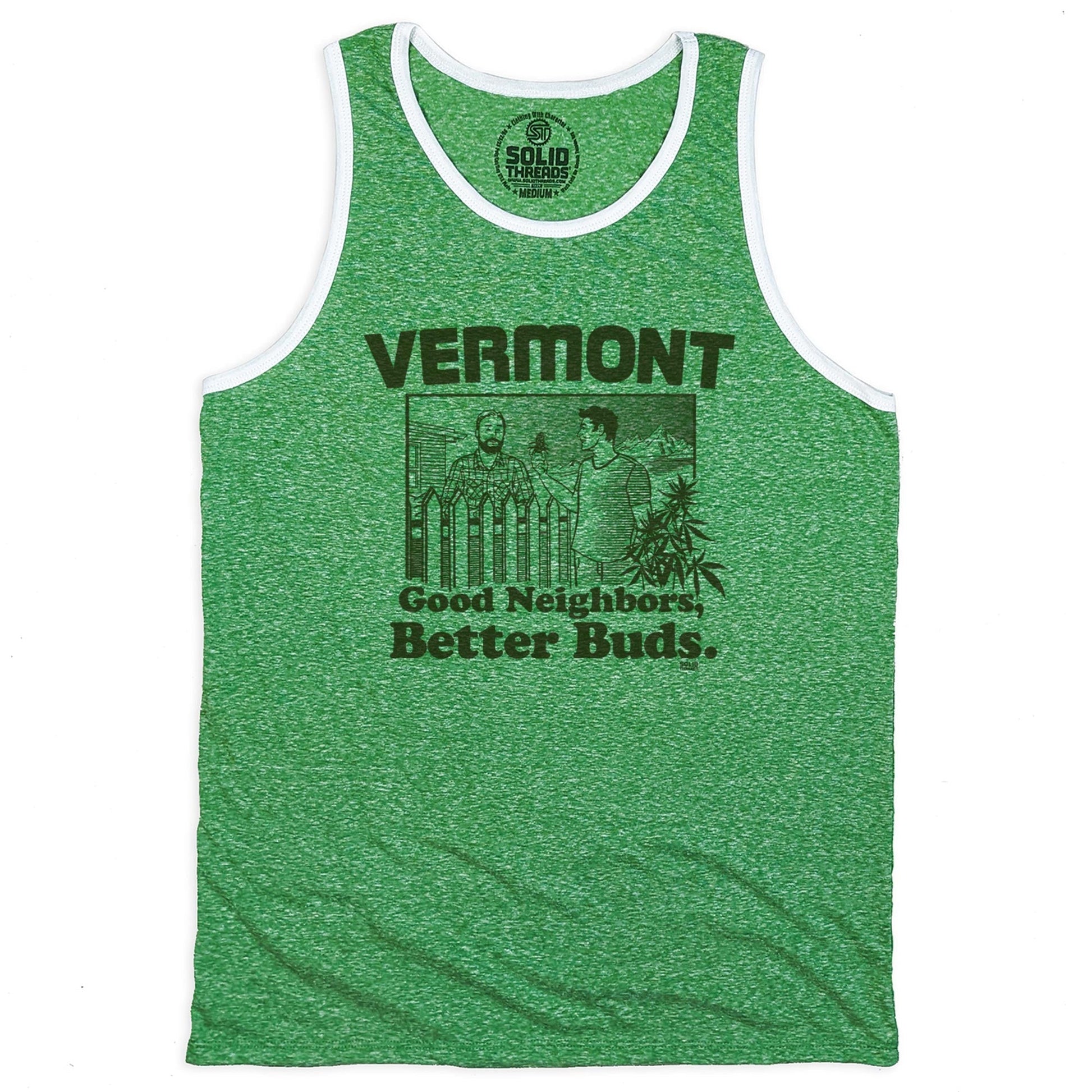 Men's Vermont Better Buds Vintage Graphic Tank Top | Funny Marijuana T-shirt | Solid Threads