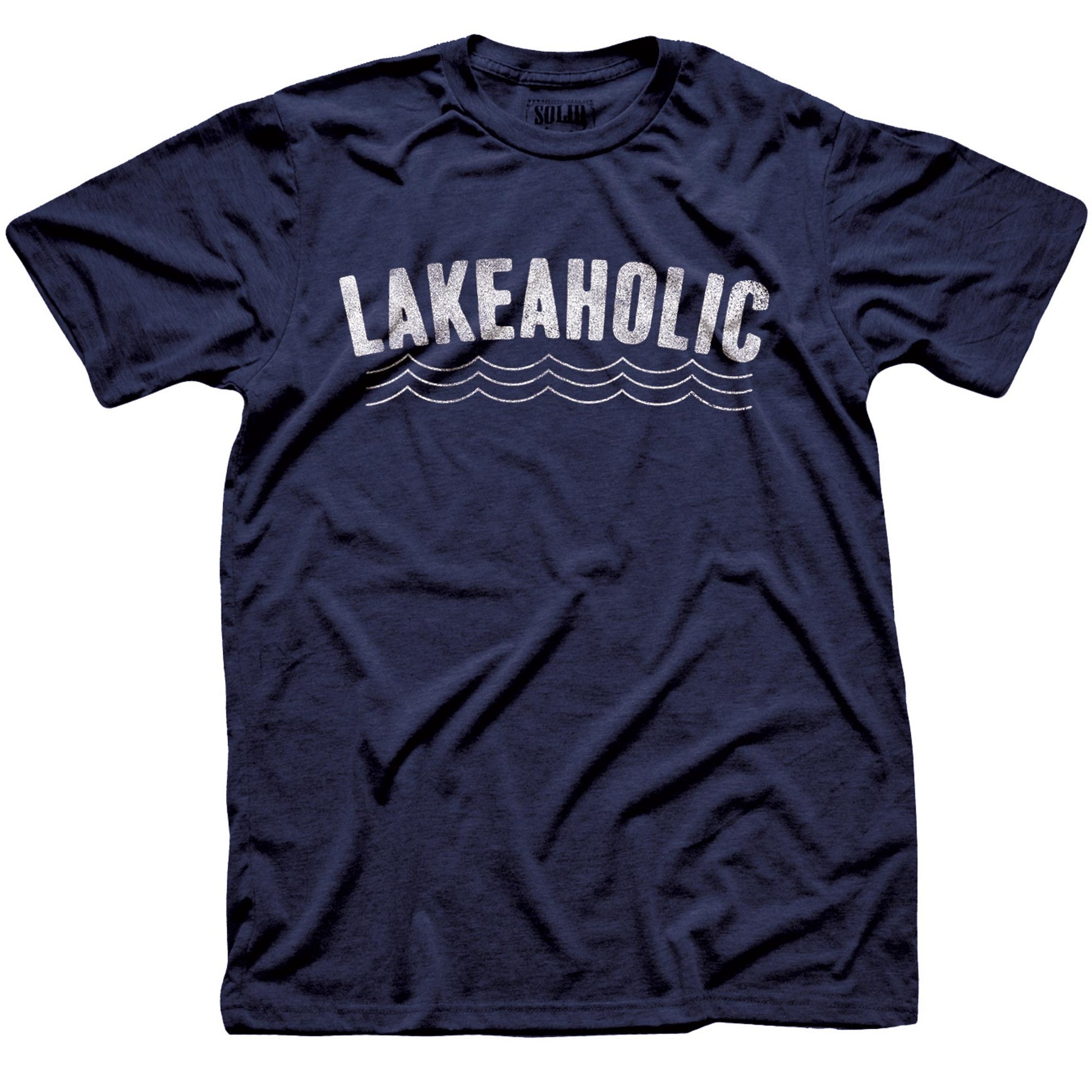 Men's Lakeaholic Funny Graphic T Shirt | Vintage Drinking Lake Tee | Solid Threads