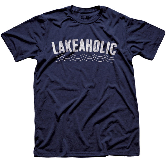 Men's Lakeaholic Funny Graphic T Shirt | Vintage Drinking Lake Tee | Solid Threads
