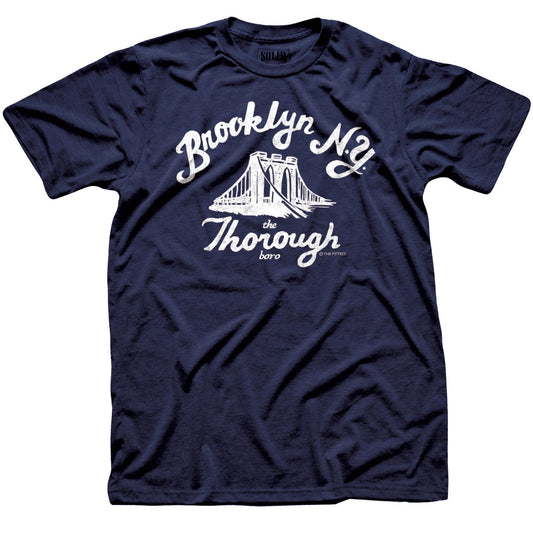 Men's The Thorough Boro Funny Graphic  T-shirt | Vintage New York Brooklyn  Tee | Solid Threads