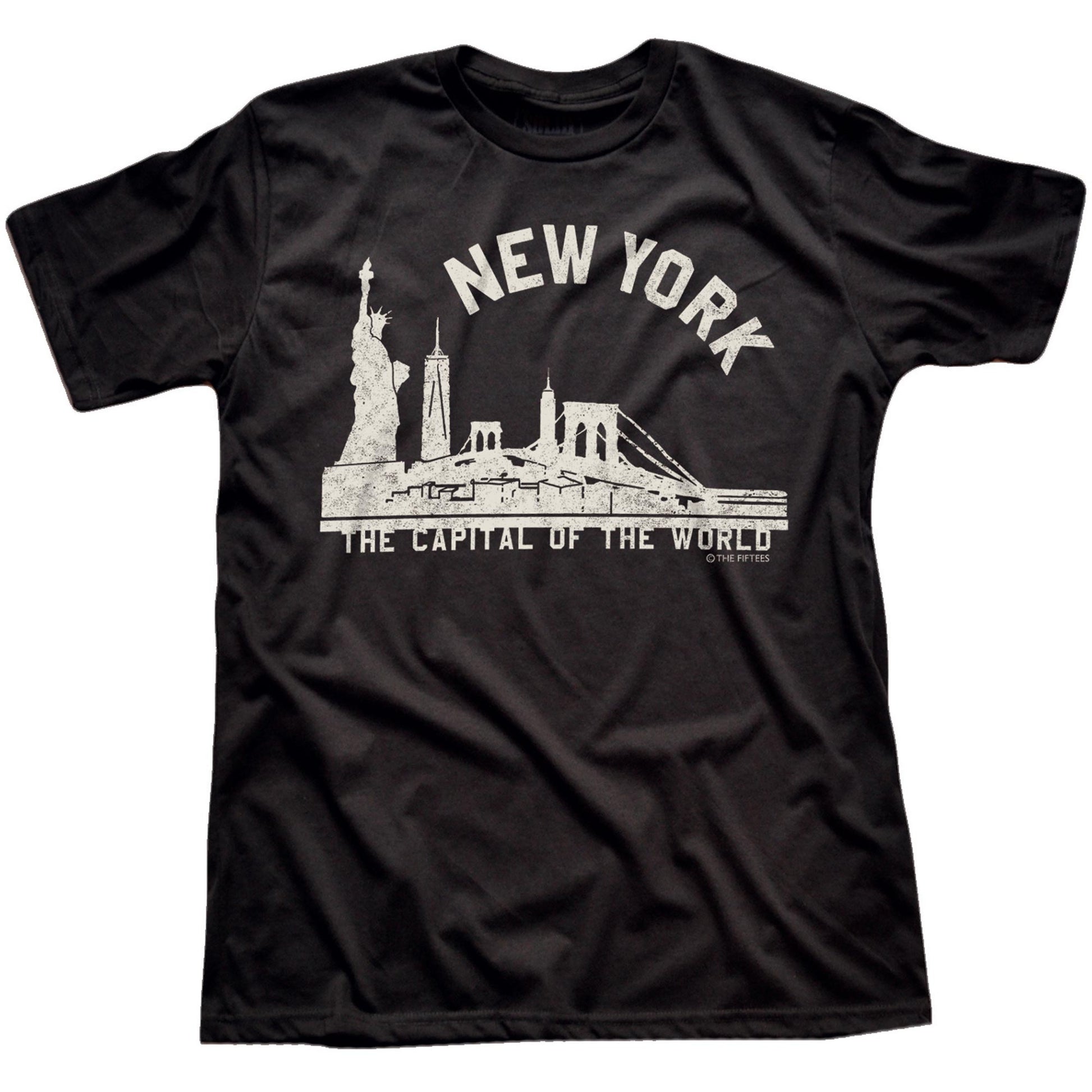 Men's New York The Capital Of The World Cool Graphic  T-shirt | Vintage New York City  Tee | Solid Threads