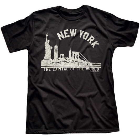 Men's New York The Capital Of The World Cool Graphic  T-shirt | Vintage New York City  Tee | Solid Threads