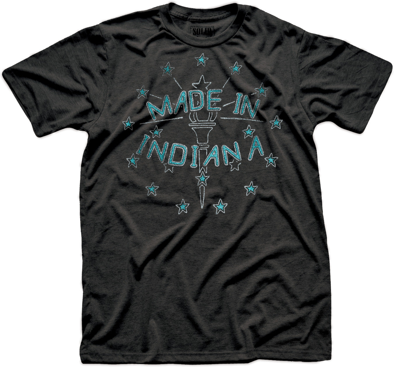 Men's Made In Indiana Funny Graphic T-Shirt | Vintage Id Torch Relay  Tee | Solid Threads