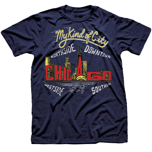 Men's My Kind Of Town Chicago Cool Graphic T-Shirt | Vintage Chicago City  Tee | Solid Threads