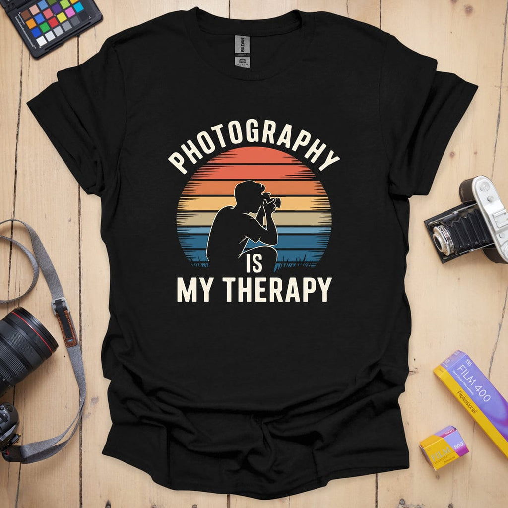T-Shirt With Retro Sunset Therapy Guy Design