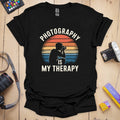 T-Shirt With Retro Sunset Therapy Guy Design