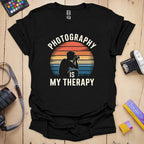 T-Shirt With Retro Sunset Therapy Guy Design