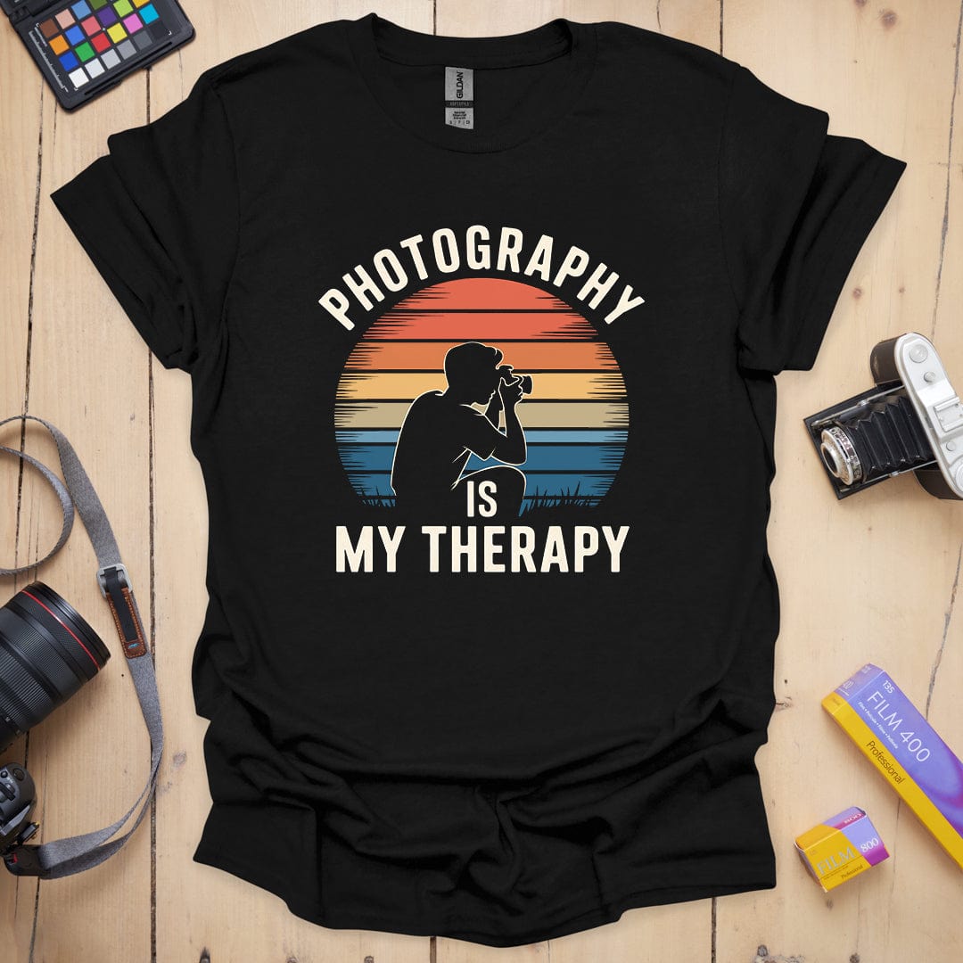 T-Shirt With Retro Sunset Therapy Guy Design