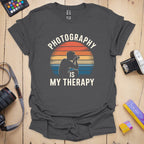 T-Shirt With Retro Sunset Therapy Guy Design