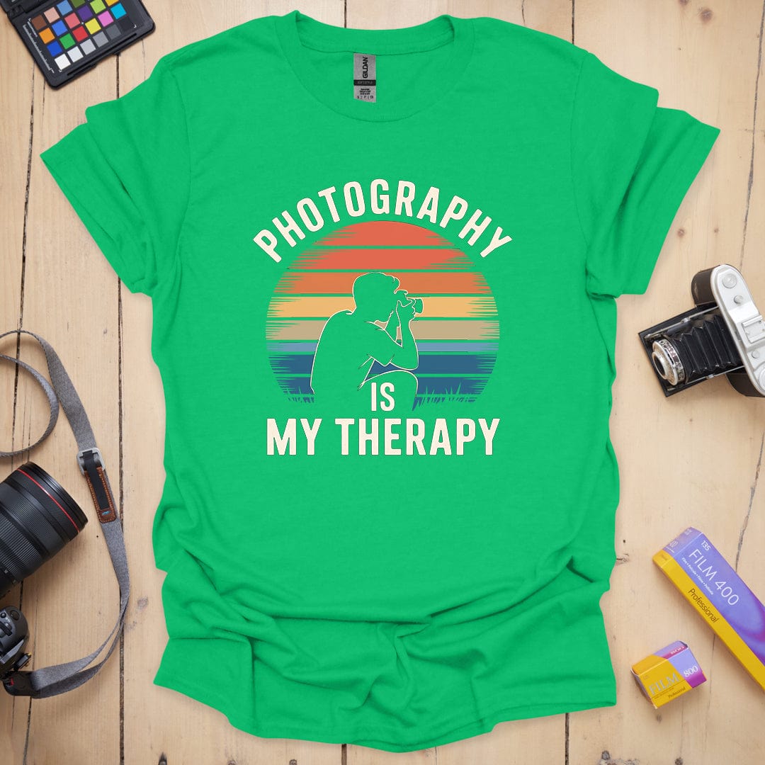 T-Shirt With Retro Sunset Therapy Guy Design