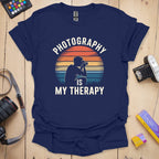 T-Shirt With Retro Sunset Therapy Guy Design