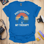 T-Shirt With Retro Sunset Therapy Guy Design