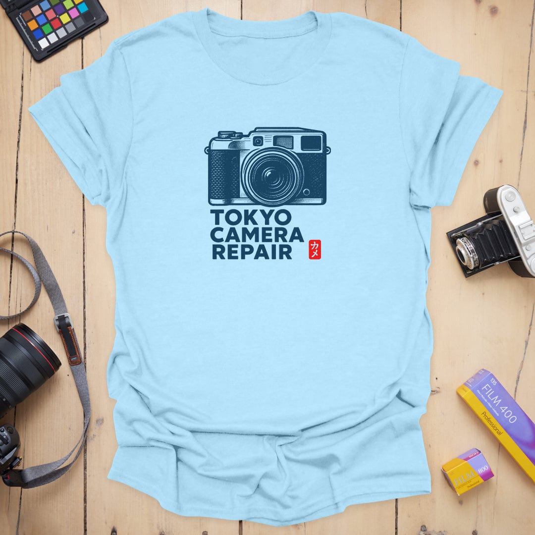 T-Shirt With Retro Camera Art for Tokyo Camera Repair Fans