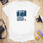 T-Shirt With Retro Camera Art for Tokyo Camera Repair Fans