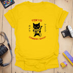T-Shirt With Retro Tokyo Cat And Camera Print