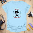 T-Shirt With Retro Tokyo Cat And Camera Print