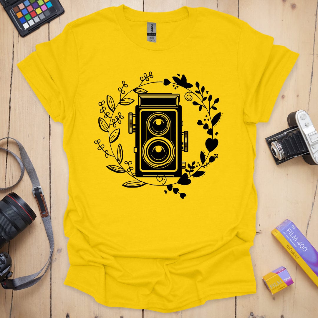 T-Shirt With Twin Lens Reflex Camera Design