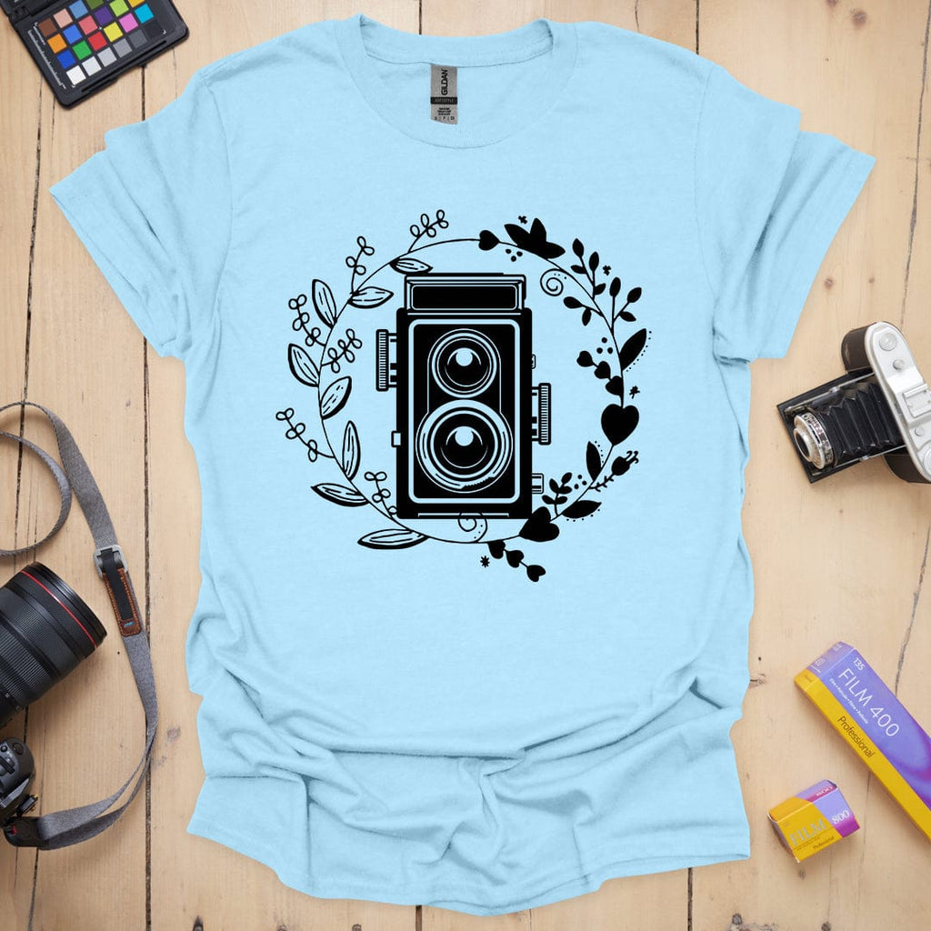 T-Shirt With Twin Lens Reflex Camera Design