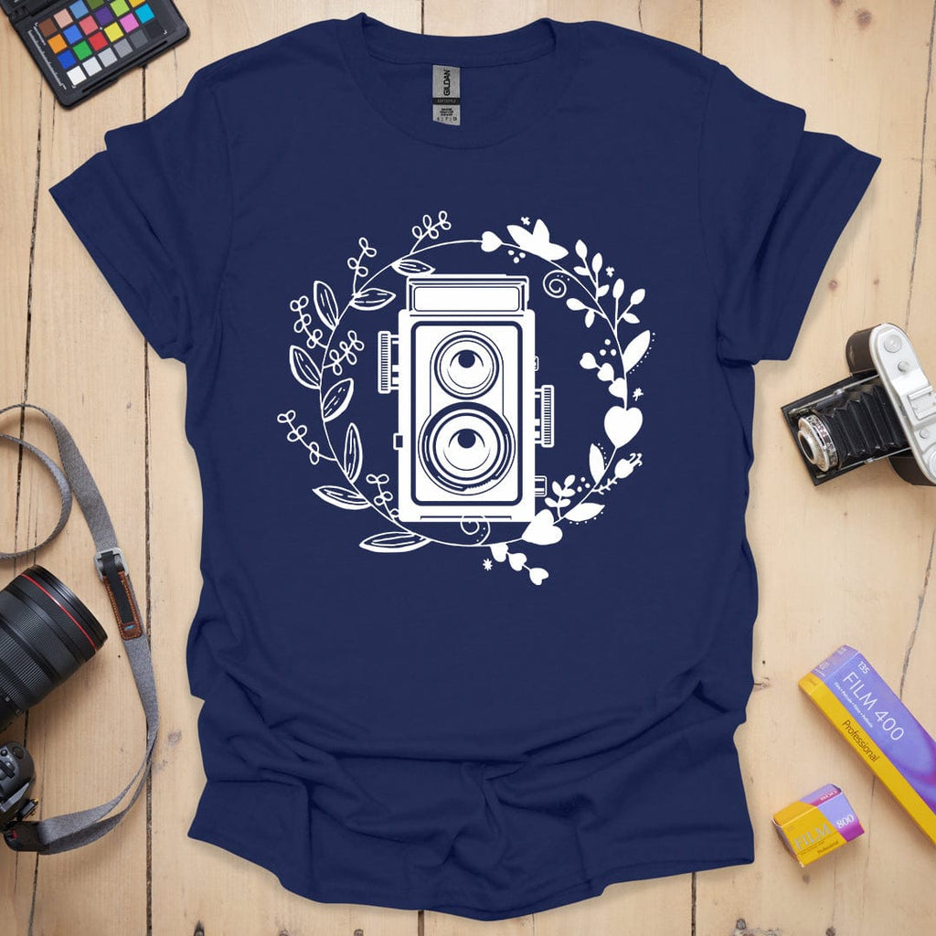 T-Shirt With Twin Lens Reflex Camera Design