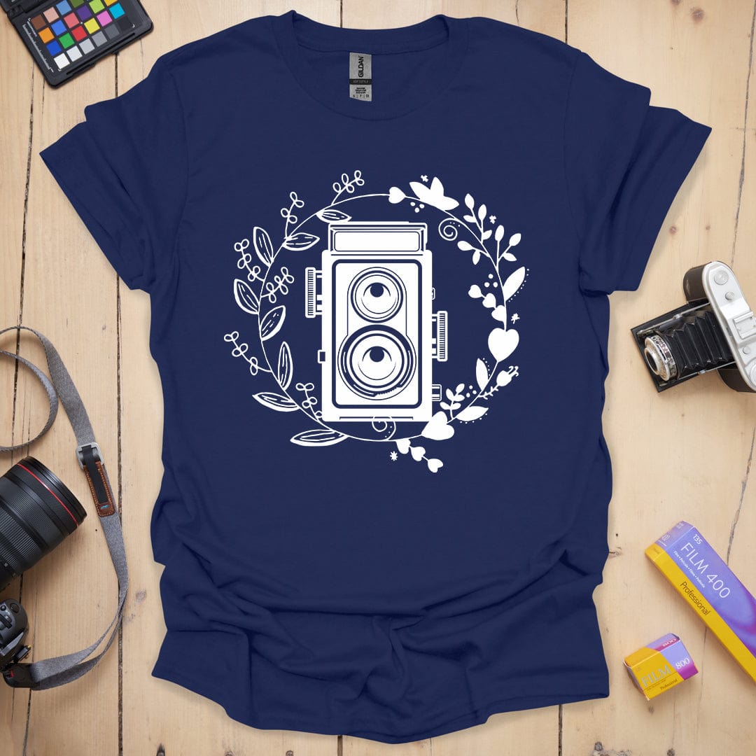 T-Shirt With Twin Lens Reflex Camera Design