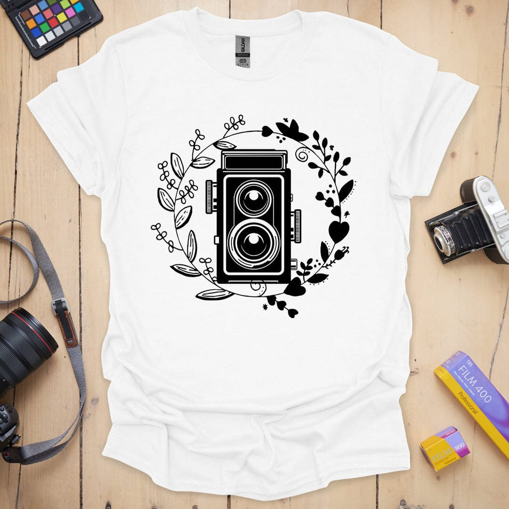 T-Shirt With Twin Lens Reflex Camera Design