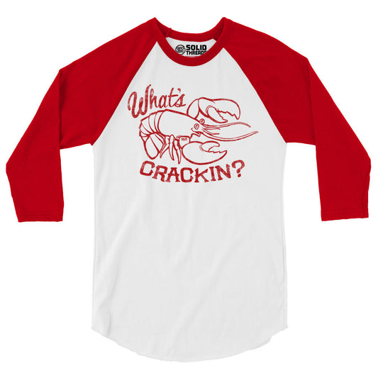 Vintage What's Crackin Funny Baseball Tee | Retro Summer Lobster Feast Raglan | SOLID THREADS 