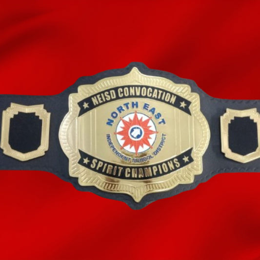 Custom Name and North East Independent School District Logo Wrestling Championship Belt