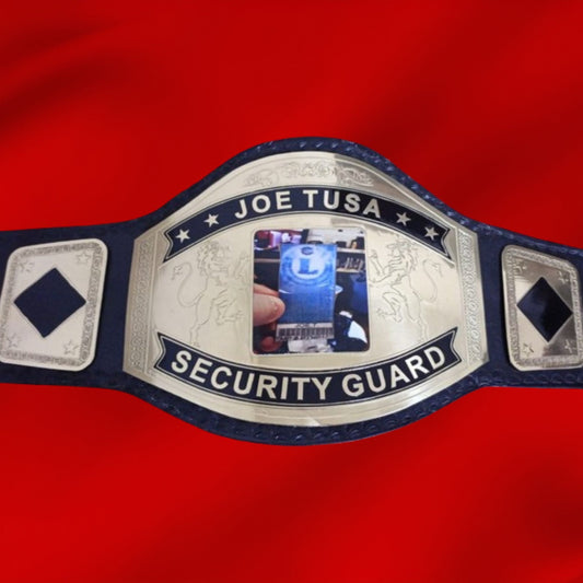 Custom Name and Security Guard Card Logo Wrestling Championship Belt