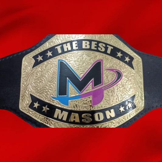 Custom Name and Mason Logo Wrestling Championship Belt