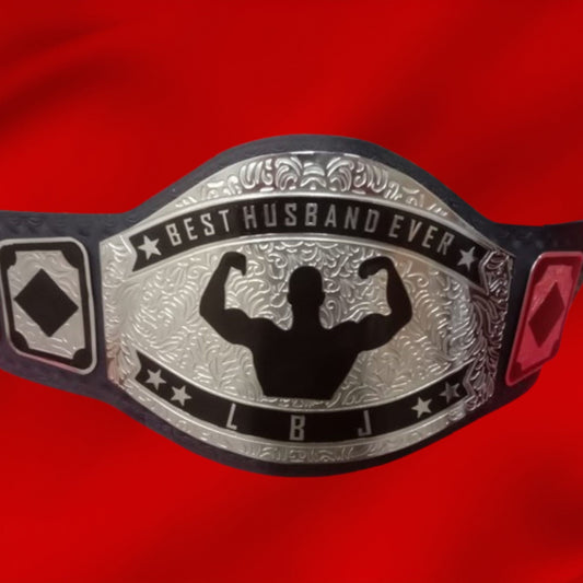 Custom Name and Hands Up Logo For Hubby Wrestling Championship Belt