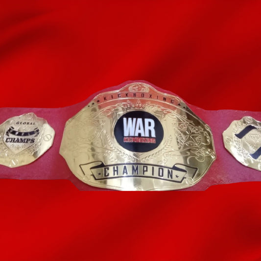 Custom Name and War Kick Boxing Logo Wrestling Championship Belt