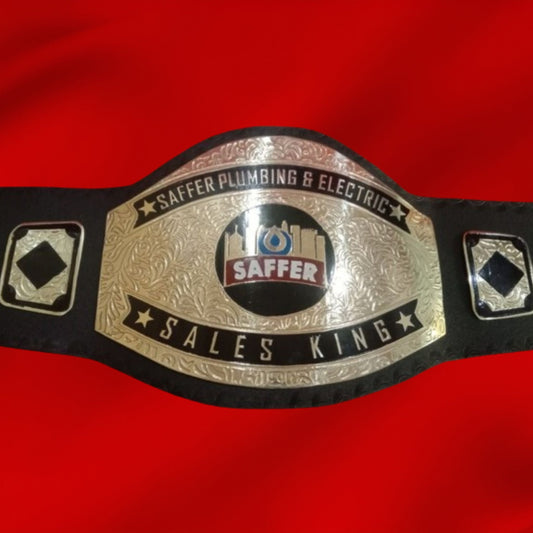 Custom Name and Saffer Electric And Plumbing Logo Wrestling Championship Belt
