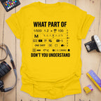 T-Shirt With Camera Settings for Manual Mode Photographers