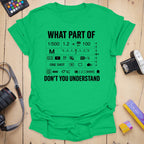 T-Shirt With Camera Settings for Manual Mode Photographers