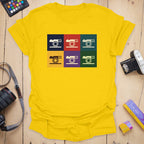 T-Shirt With Retro Camera Grid Pop Art Design
