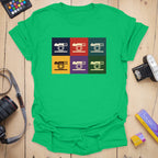 T-Shirt With Retro Camera Grid Pop Art Design