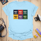 T-Shirt With Retro Camera Grid Pop Art Design