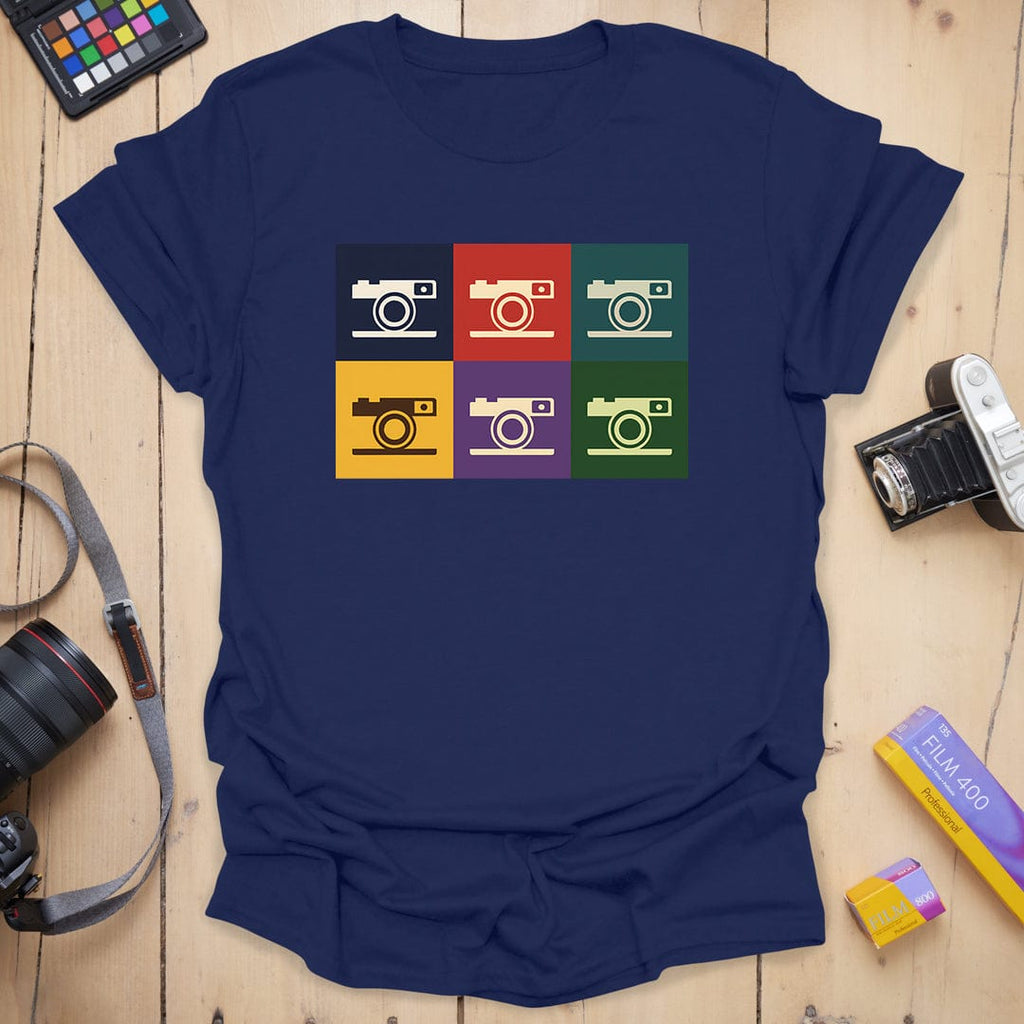 T-Shirt With Retro Camera Grid Pop Art Design
