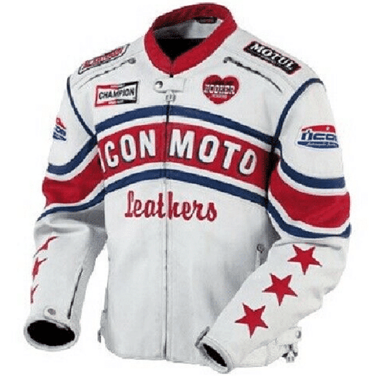 White Icon Moto Leather Jacket With CE Armor
