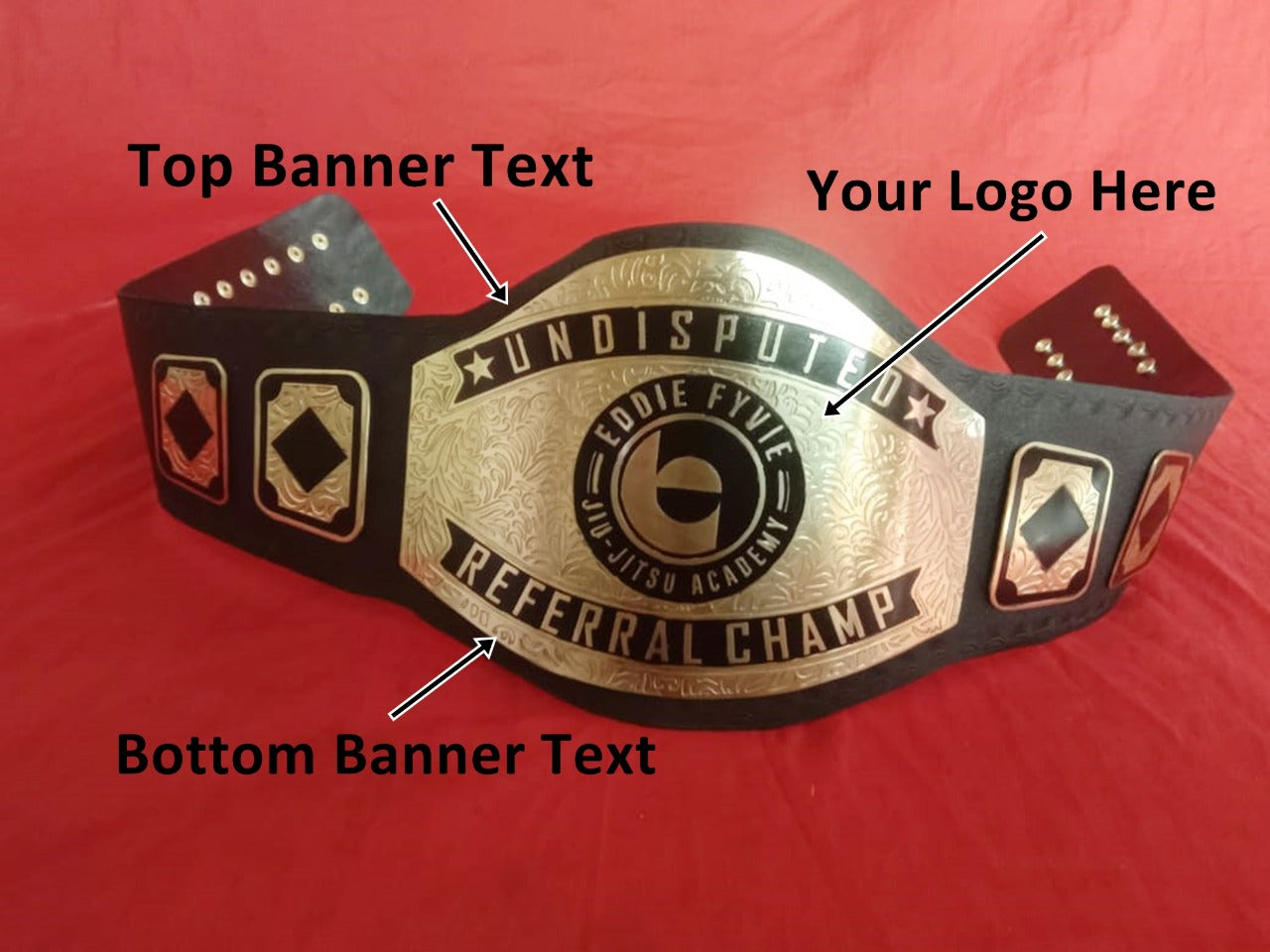 Custom Name and Jiu Jitsu Academy Logo Wrestling Championship Belt - Customize Wrestling Belts