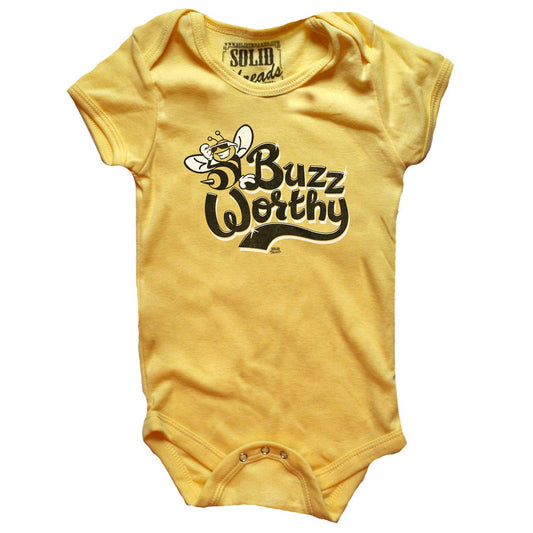 Baby Buzzworthy Cool Summer Pollinator Graphic One Piece | Funny Bumble Bee Romper | Solid Threads