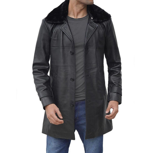 Mens Leather Shearling Coat