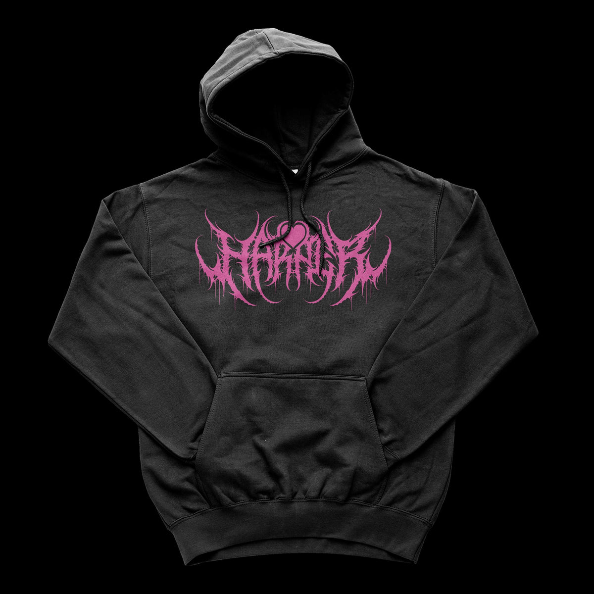 Hoodie With Pink Harper Deathmetal Logo Print