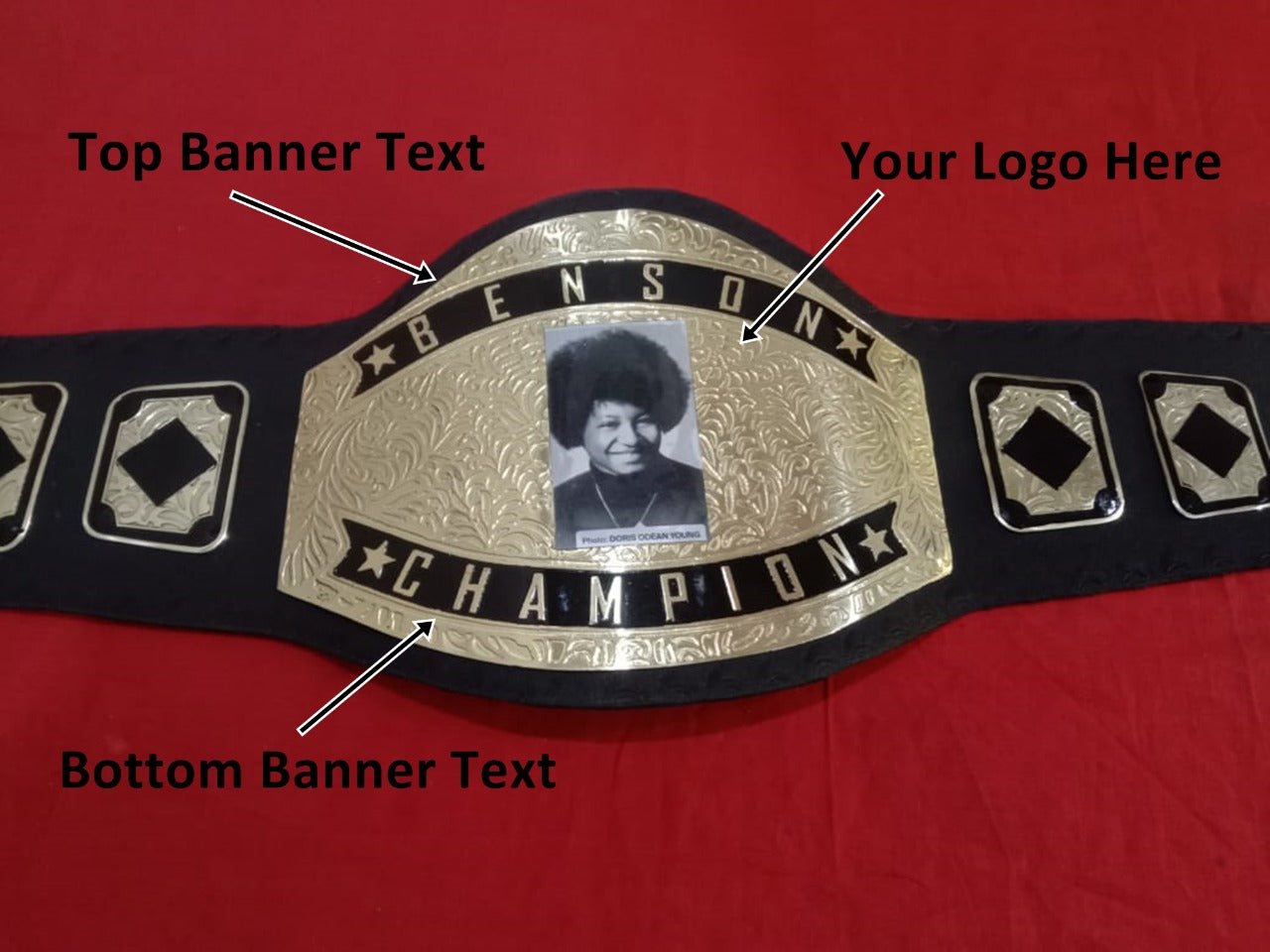 Custom Name and Doris Odean Young Photo Wrestling Championship Belt - Customize Wrestling Belts